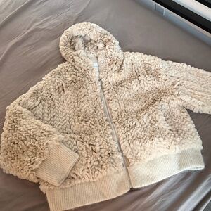 Cozy Cream Real Fur Hoodie Jacket Women size 4-6